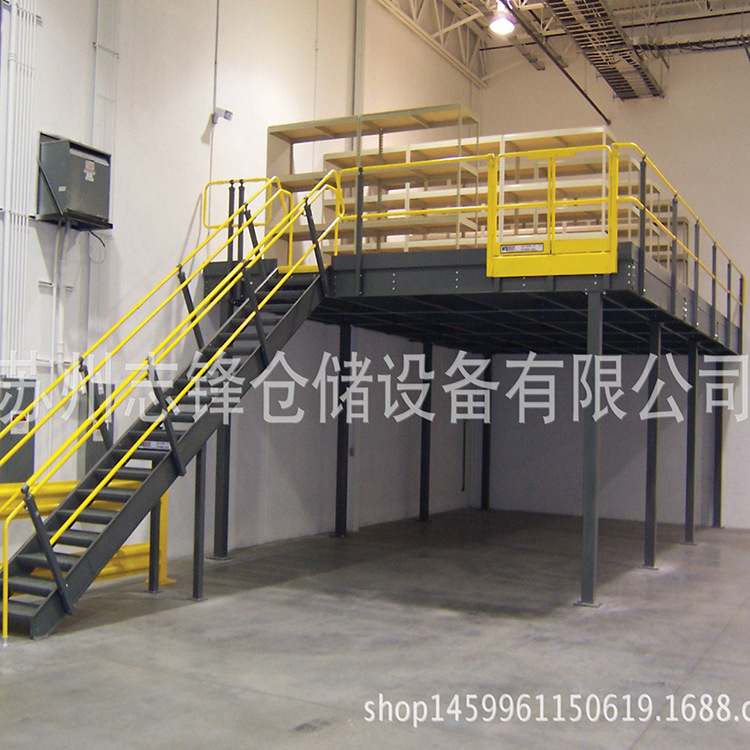 仓库仓储钢平台阁楼重型钢平台志型货架阁楼仓库带围栏货架厂家