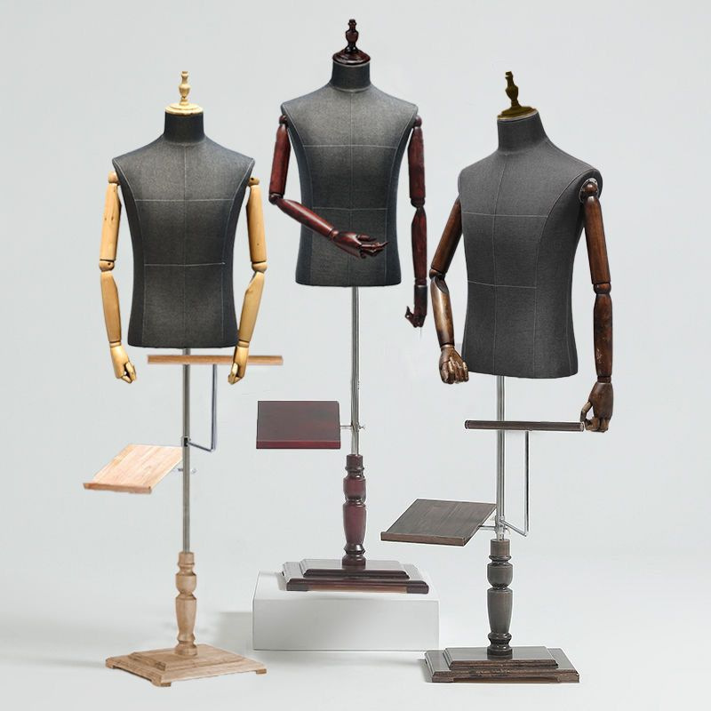 Modelo de tienda de ropa accesorios de hombre medio cuerpo plataforma medio cuerpo traje vestido ventana maniquí percha de exhibición de ropa