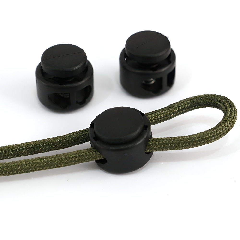 纽扣黑白弹簧扣可调节衣服收紧扣塑料卡扣子吊钟穿绳扣定绳蘑菇扣