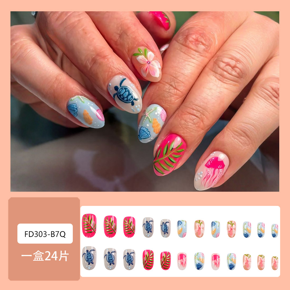 Use un parche de uñas 3D estereoscópico de alto nivel, goteo de goma dulce y caliente, uñas falsas transfronterizas, parches de uñas.