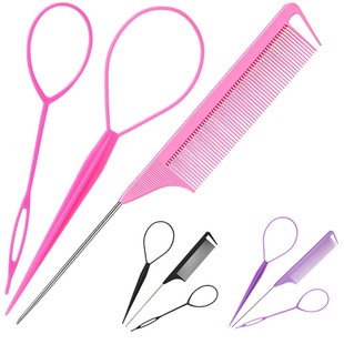 Cross-border Specially Used Hair Braiding Tools 3-piece Set Steel Needle Pointed Tail Highlight Comb Long Tail Hook Hair Comb Hair Pulling Needle Hair Remover