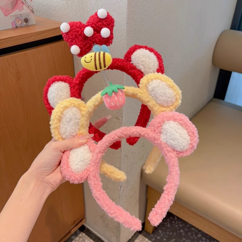 Coreano lindo arco de peluche banda de cabello para niños pinzas de cabello toque antideslizante para el cabello de bebé no puede estrangular la cabeza banda de cabello