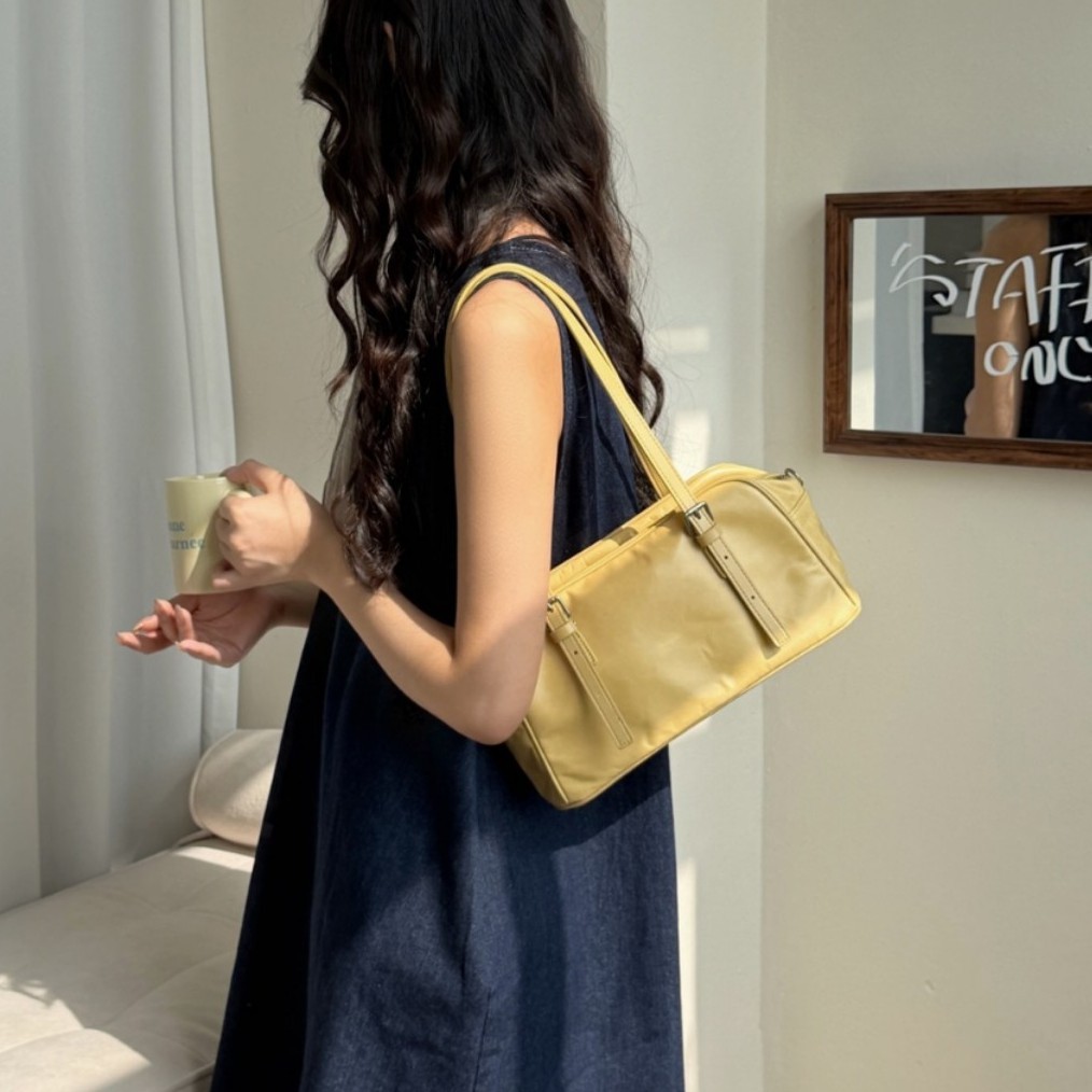 Genuine Leather Luxury Bowling Bag For Women, Autumn/Winter New Retro Large Capacity Commuter Shoulder Handbag Underarm Bag - Thumbnail 3