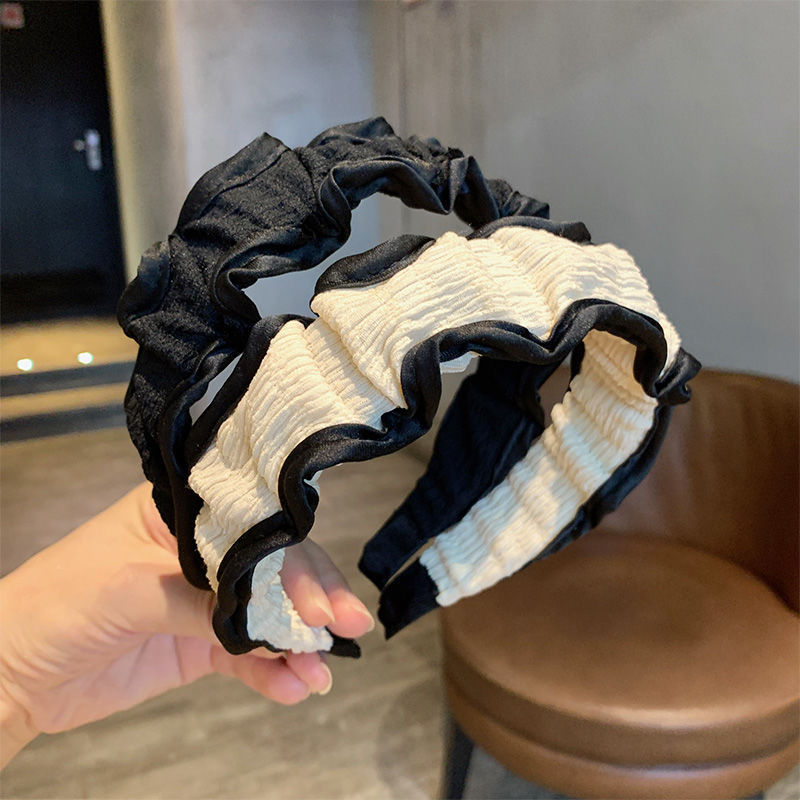 Diadema plisada de estilo coreano con un aire dulce y elegante, diadema sencilla de ala ancha, nuevo accesorio para el cabello de moda._voghion.com