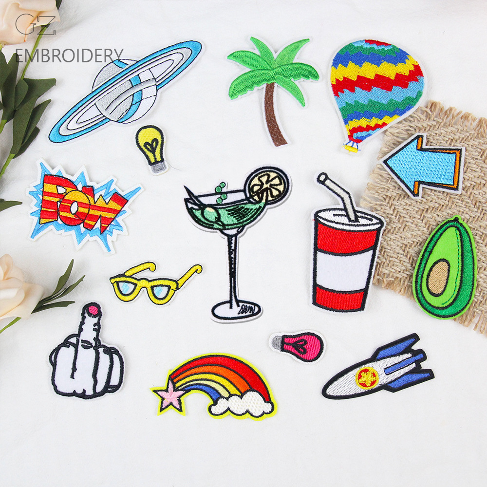 电脑绣花可乐椰树火箭牛油果刺绣布贴羽绒服裤子装饰DIY补丁贴