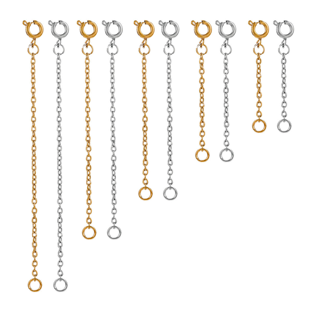 Collar de pulsera de acero inoxidable transfronterizo, cadena de extensión de hebilla de resorte, cadena de cola de ajuste de bricolaje, conjunto de cadena de extensión al por mayor