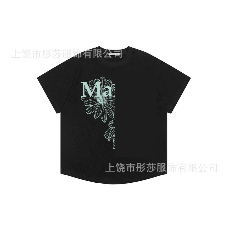 2025 新ゴールドハイシルバー同スタイルマルディ半袖デイジー Tシャツダックスフントカップル多用途トップ女性ルーズ|undefined