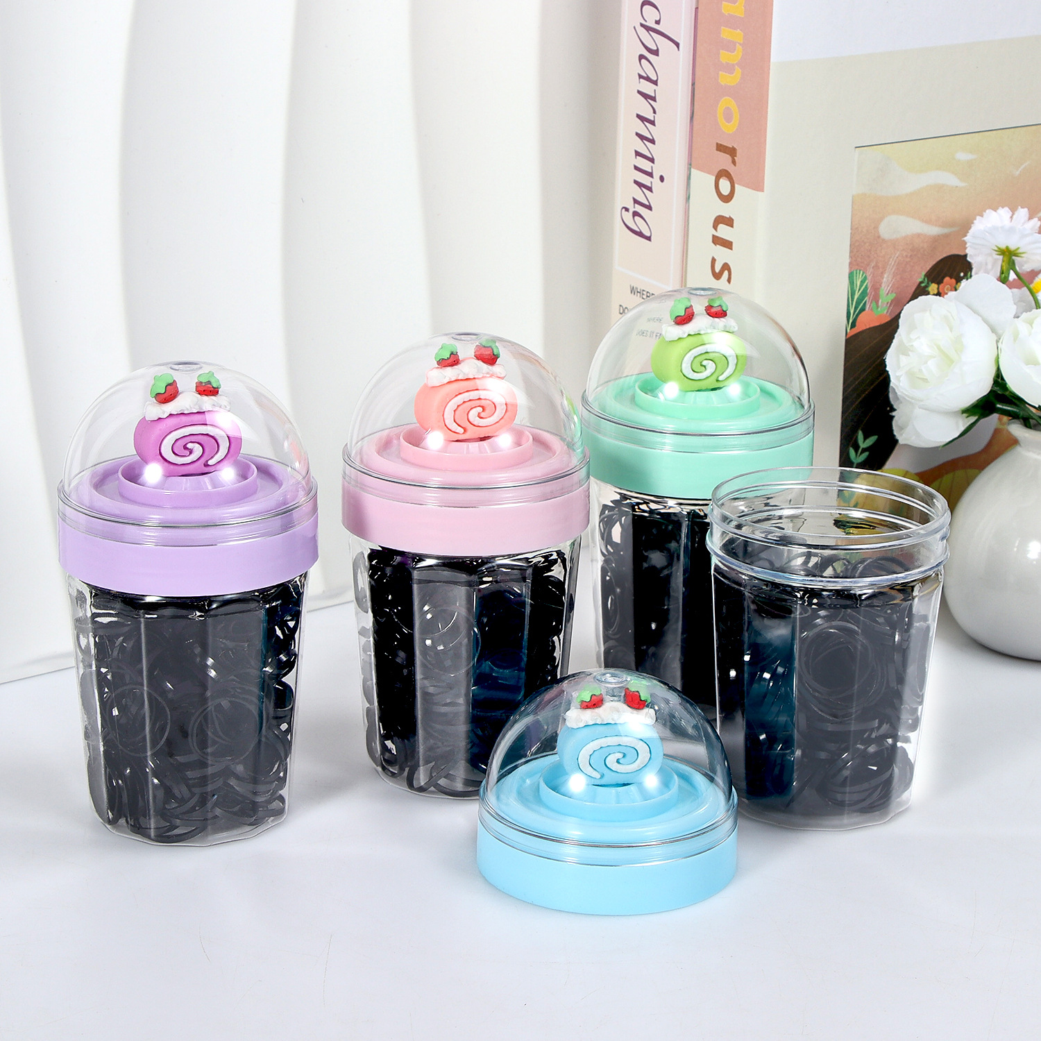 Banda de goma negra para niños, alto valor elástico, duradero, lazo para el cabello, no daña el cabello, anillo para el cabello de goma, accesorios para la cuerda para la cabeza, puesto