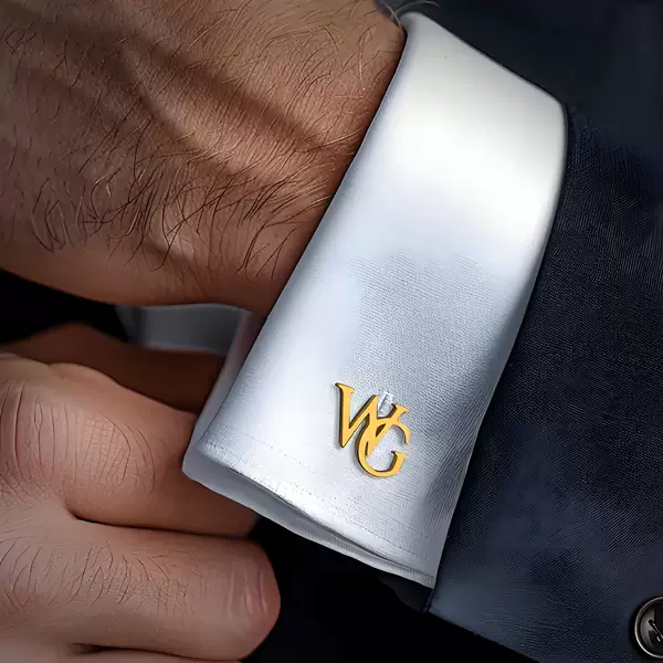 French Men's Suit Letter Cufflinks, Personalized Trendy Stainless Steel Gold-Plated Name Letters, Gentleman's Stainless Steel Cufflinks