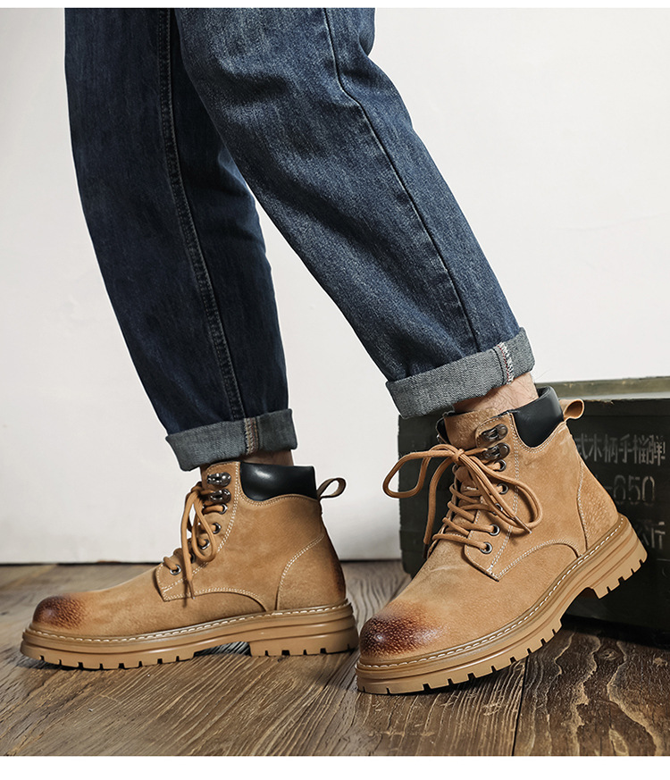 Men's British Style Yellow Martin Boots For Autumn And Winter_voghion.com