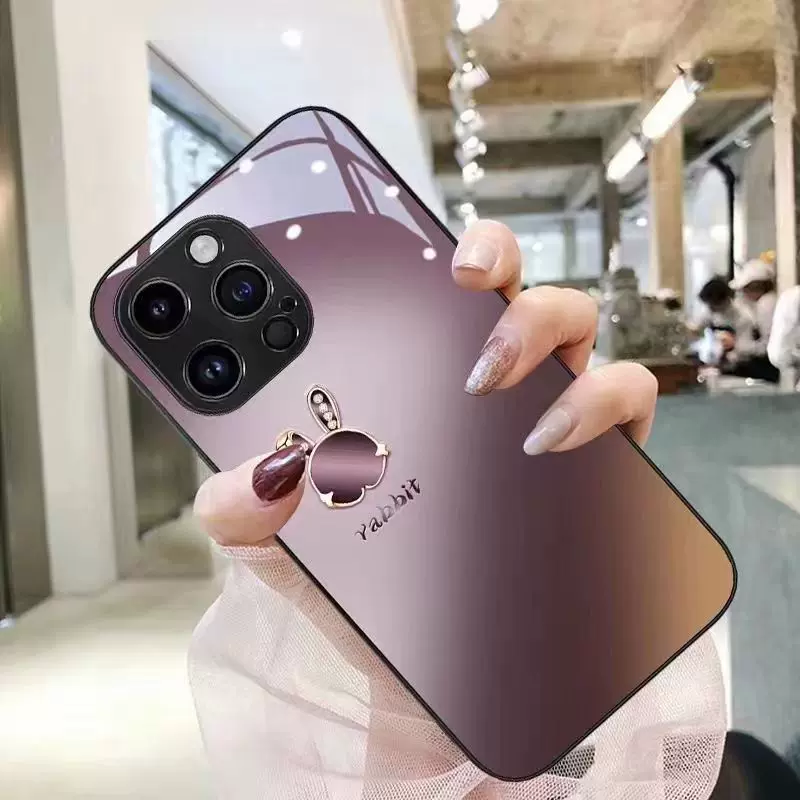 梅子兔子苹果15手机壳iPhone13新款16玻璃12Promax情侣14pro适用