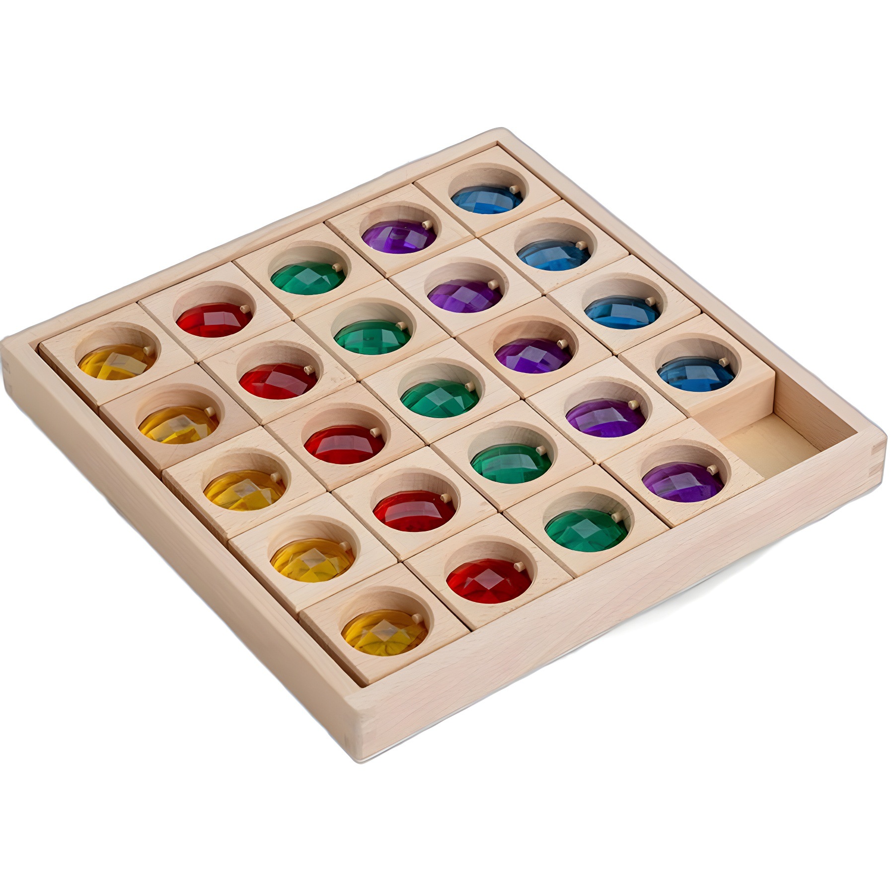 Gran partícula acrílica de la madre del príncipe color arco iris luz translúcida jardín de infantes puzzle padres juguetes de madera