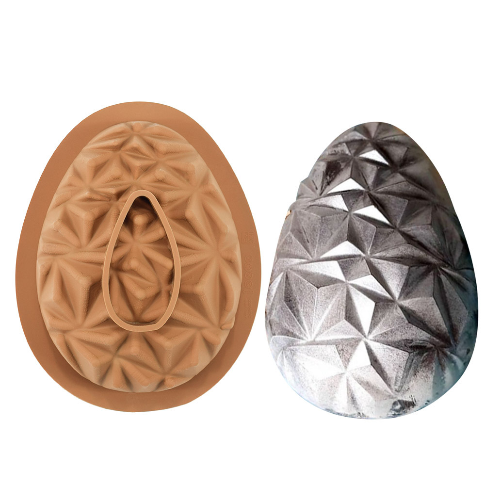 Pascua de dos piezas único semicírculo huevo mousse pastel molde DIY chocolate percusión silicona molde para hornear