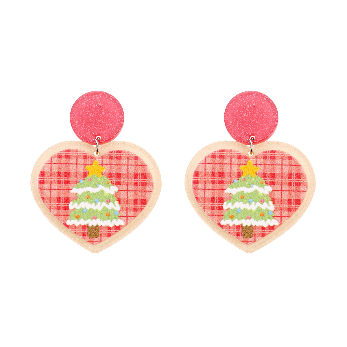 9g Weight Fashion Heart Shape Snowflake Plastic Printing Women's Drop Earrings 1 Pair