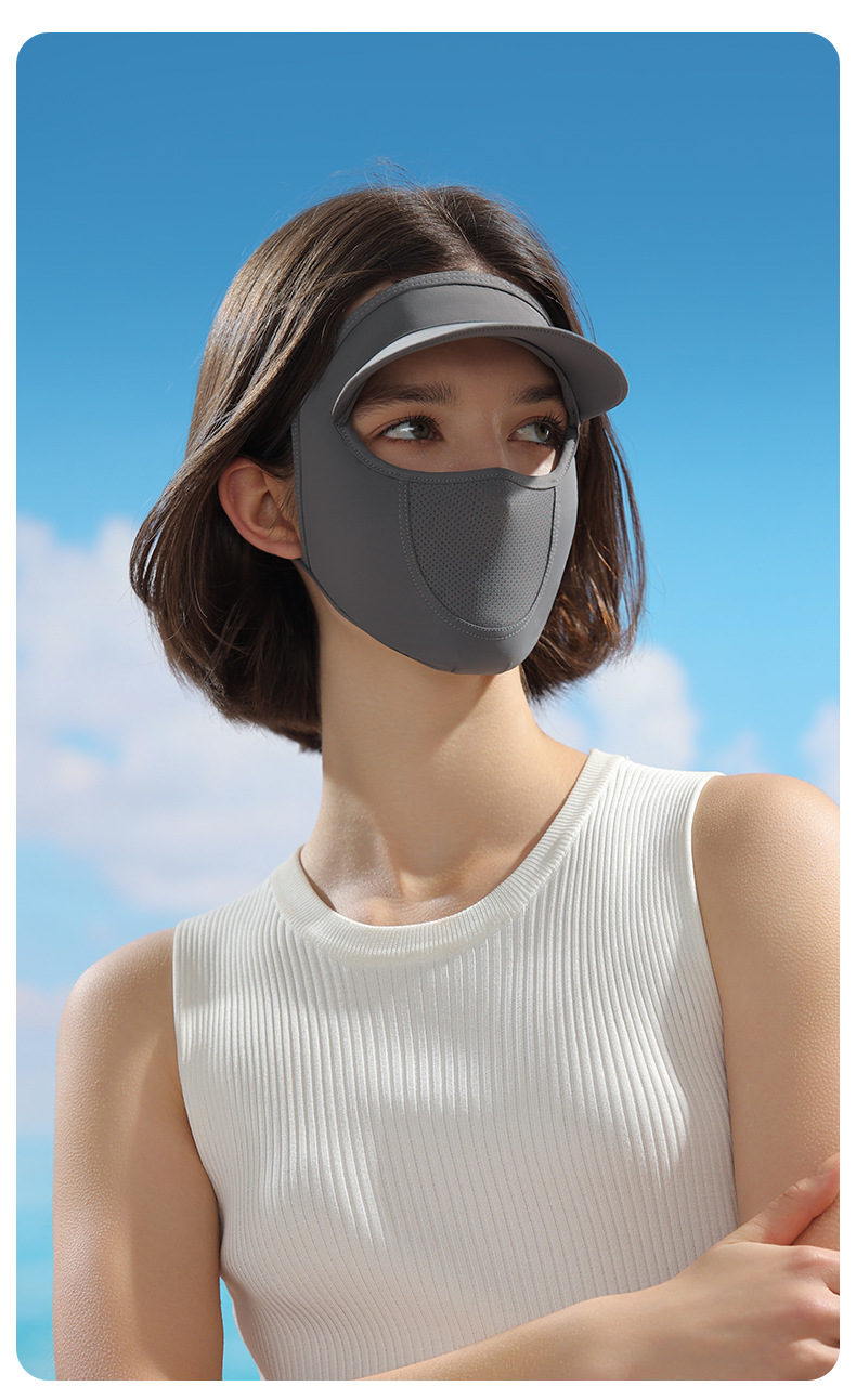 Visiera parasole per protezione UV da esterno per donna, maschera in seta ghiacciata con kini sottile traspirante per il viso XTJ111_voghion.com
