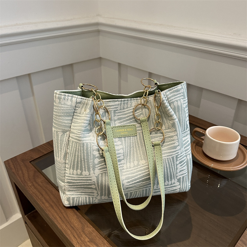 Bolso Tote simple y de gran capacidad para mujer 2024 nuevo bolso de hombro a rayas de moda coreana bolso de axila de arte relajado