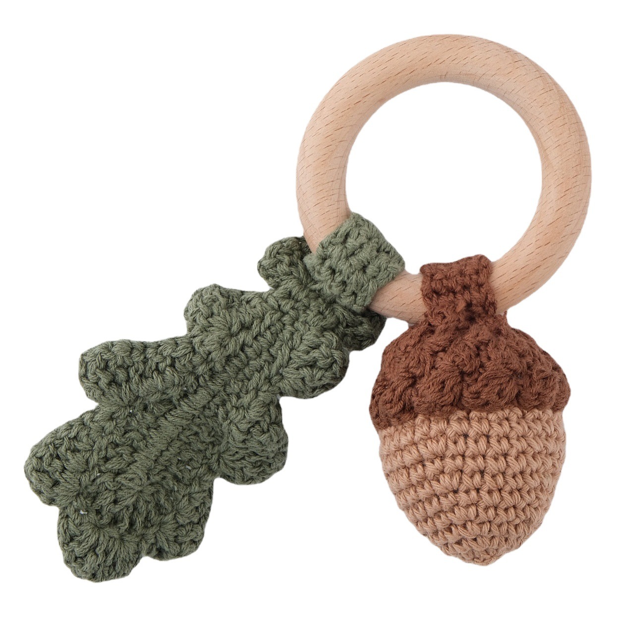 Sonajero de ganchillo de lana hecho a mano con calidad alimentaria para bebés, juguete calmante y para la dentición, regalo y mayorista transfronterizo