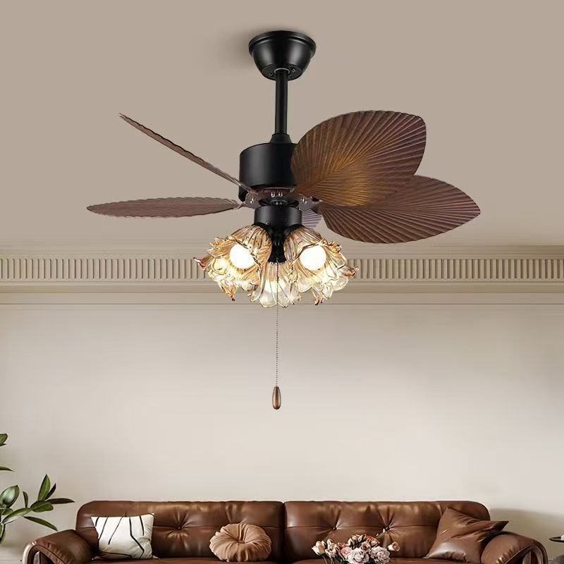 Retro Ceiling Fan Lamp for Home Dining Room, Bedroom, New Living Room, Study, Second-Hand Fan Lamp, Electric Fan, Silent All-In-One