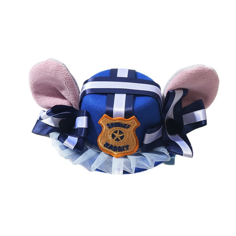 朱迪帽子cosplay兔子朱迪疯狂动物头饰兔子警官儿童耳朵帽子发夹|undefined