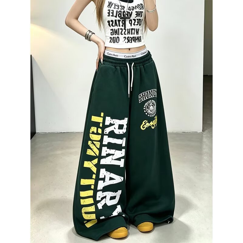 美式复古街舞潮牌宽松运动阔腿裤爵士舞裤子跳舞嘻哈卫24小时发货