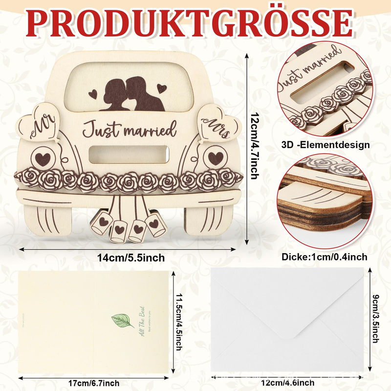 木製クリスマスマネークリップ結婚式ウェディングマネーと封筒ウェディングカードクリエイティブギフト木製車のマネークリップ|undefined