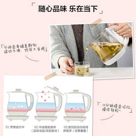 小熊养生壶YSH-A08U6升迷你容量办公室全小型玻璃电煮花茶器0.8L