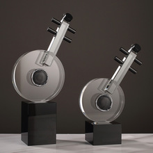 轻奢现代水晶琵琶创意摆件客厅酒柜样板房软装饰品乐器摆设工艺品