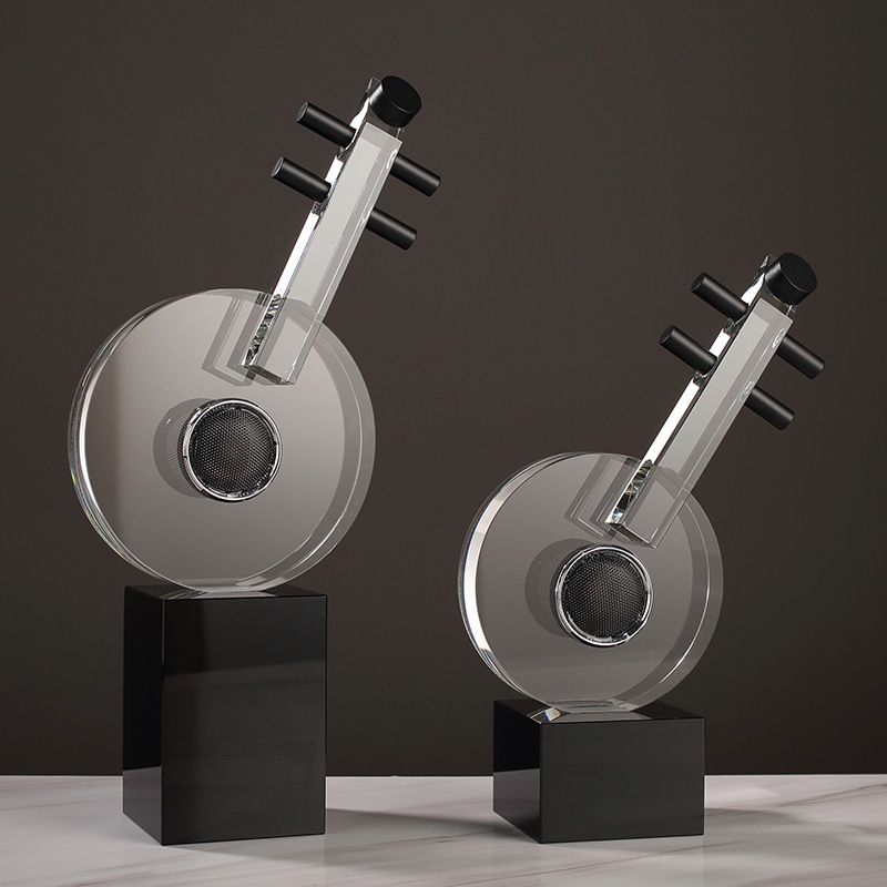 轻奢现代水晶琵琶创意摆件客厅酒柜样板房软装饰品乐器摆设工艺品