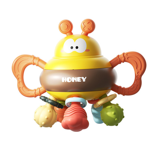Cross-border cartoon bee Manhattan busy ball three-in-one baby grab ball teething soft rubber soothing rattle toy