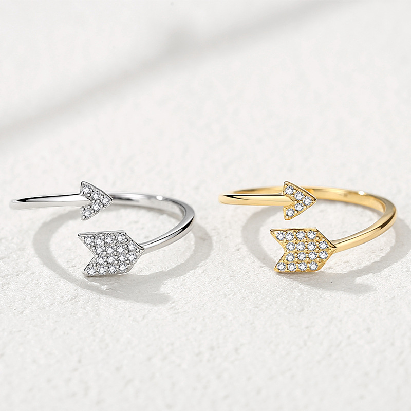 Anillo de flecha al por mayor anillo de diseño femenino transfronterizo S925 plata esterlina diamante completo Amor creativo flecha