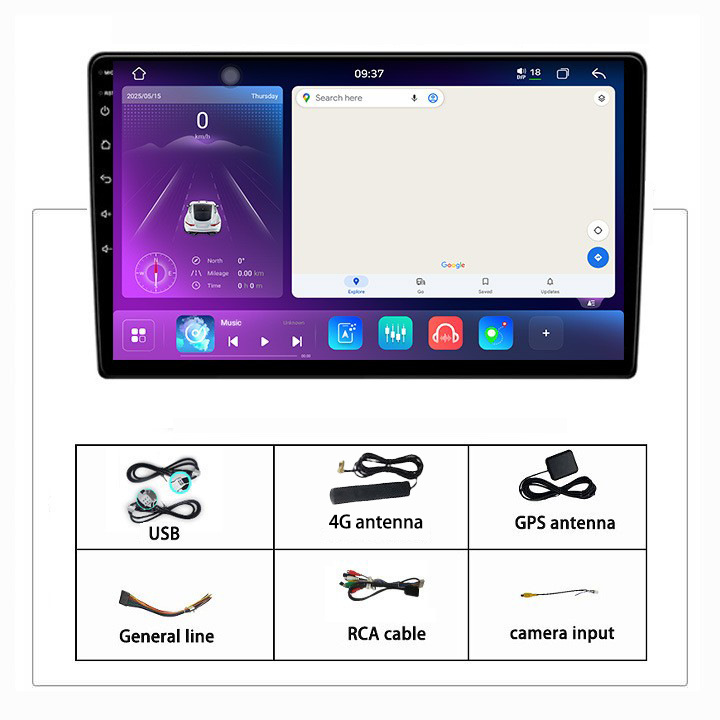 Fangyitong FYT7870 Android 13 octa-core, dispositivo todo en uno con pantalla grande de 9/10 pulgadas, navegación GPS Android y vista panorámica de 360 grados.