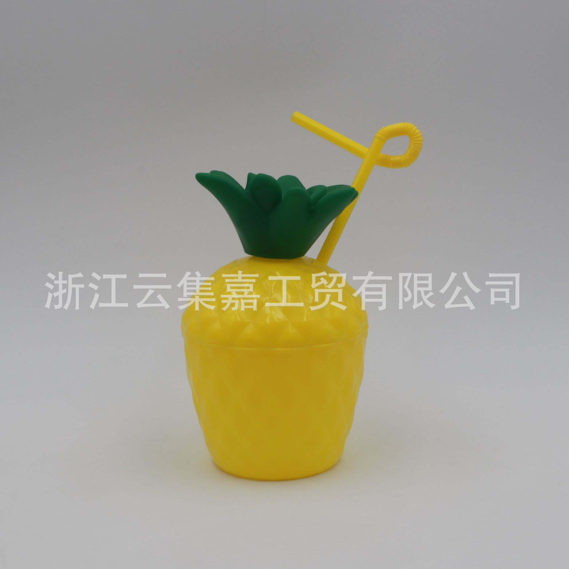 Fábrica de plástico taza de piña taza de paja taza de bebida forma de fruta partido estilo Hawaiano Tiki taza puede ser de color fijo