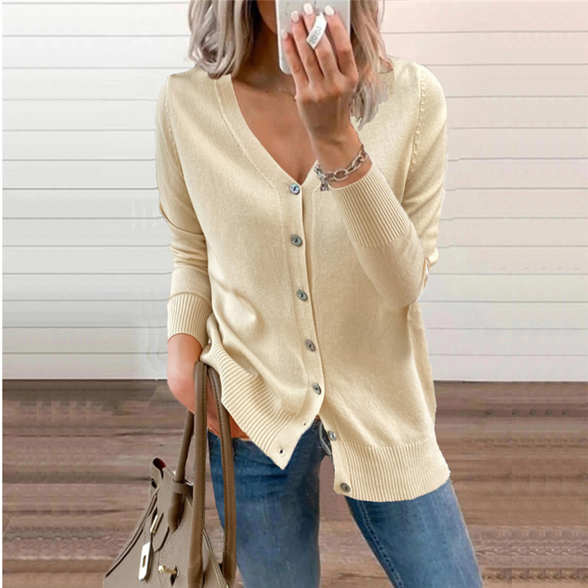 Woolen V-Neck Knitted Sweater Cardigan NSYHY106391