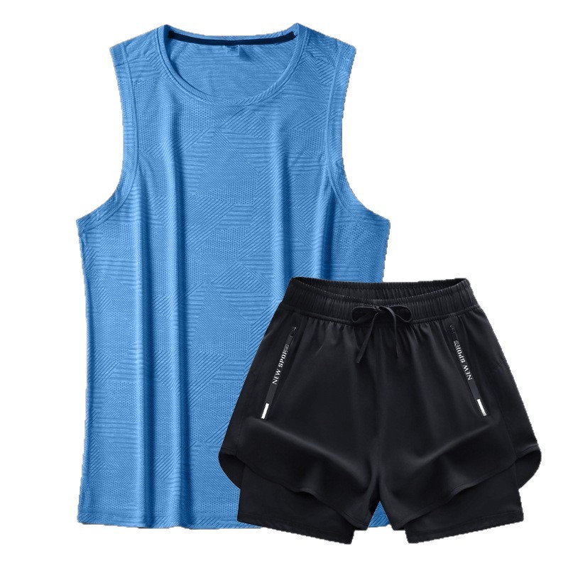 Trajes de chaleco de fitness para hombres, trajes deportivos para hombres, trajes de fitness de dos piezas, 2025 nuevas camisetas de verano rápidas