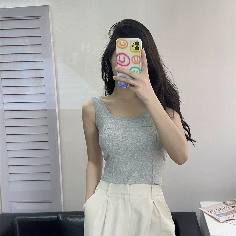 Universal top with cups, colored underwear as outerwear sleevless, simple and elegant design, 2023 collection