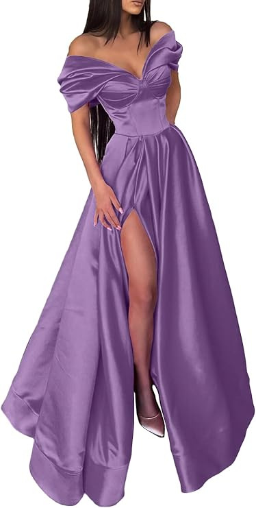 Amazon mujer hombros abiertos corazón vestido de baile largo vestido formal de noche con un vestido abierto