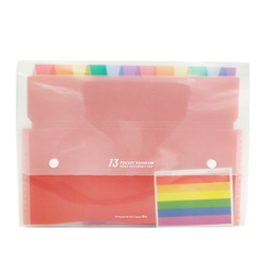 Multi-layer Rainbow 13-grid Double Knot Accordion Bag A4 Student Filing Folder Office Document Storage Bag Archival Folder