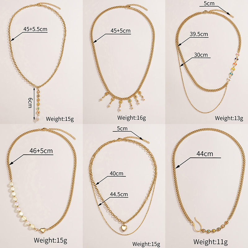 Fashion Heart Shape Stainless Steel Beaded Pearl Plating Necklace Colorza_colorza_1