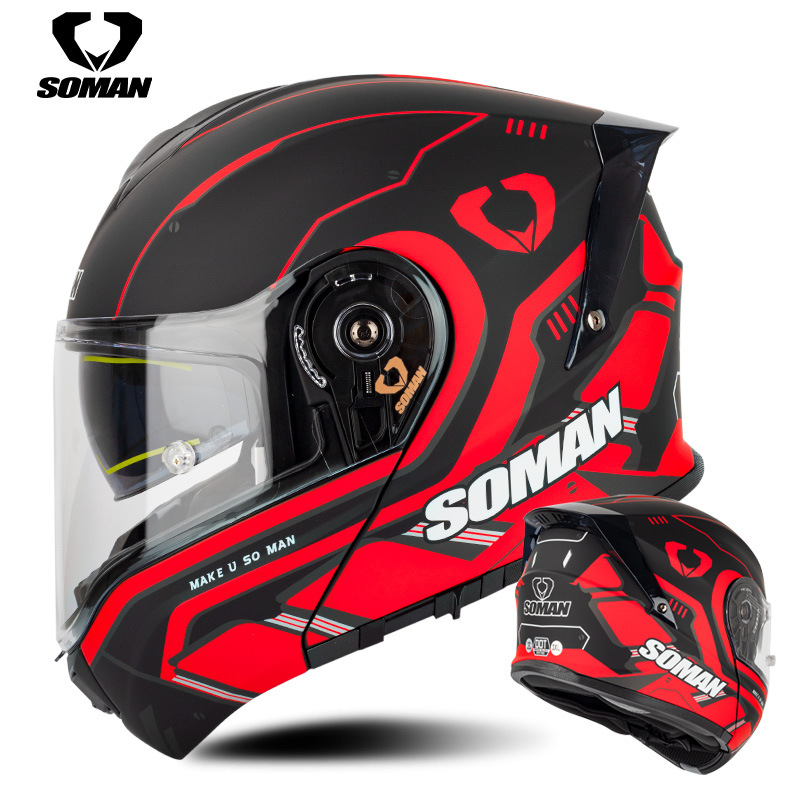 Nuevo SOMAN motocicleta casco de carreras de doble lente casco de exposición casco de equitación Cuatro Estaciones de la motocicleta circunferencia de la cabeza grande 965