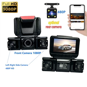 New cross-border model 3inch four-camera 1080p dashcam with WiFi connection, high-definition wide-angle video recording car DVR