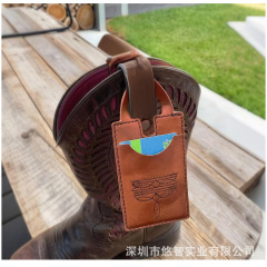 跨境带按扣带西部靴钱包手工信用卡夹靴带钱包牛仔竞技音乐会礼物