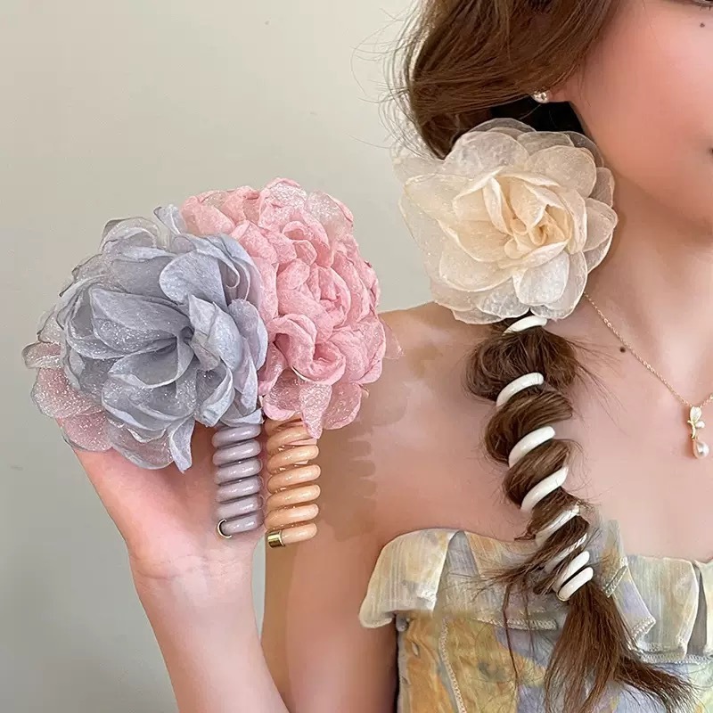 クロスボーダー編み込み電話コードヘアゴムパールストレート編み込みツール女性のハイポニーテールバブル編み込みヘアロープヘアアクセサリー|undefined