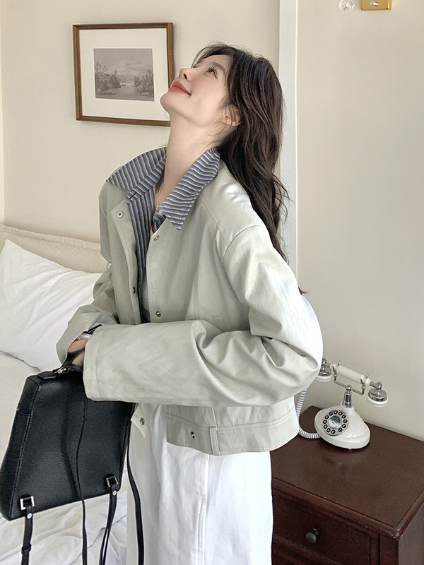 假两件拼接工装短外套女春2025新款学院风设计感小众流行上衣爆款|undefined