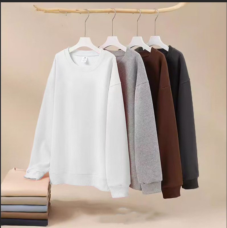 Huamian Round-Neck Sweatshirt, Autumn and Winter, Multi-Color, Unisex, Export Sweatshirt, Men's Trendy Cotton Casual Versatile Inner Wear Top