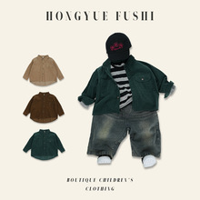 炒质感~春季儿童灯芯绒衬衫洋气韩版复古男女宝宝潮百搭纯棉衬衣