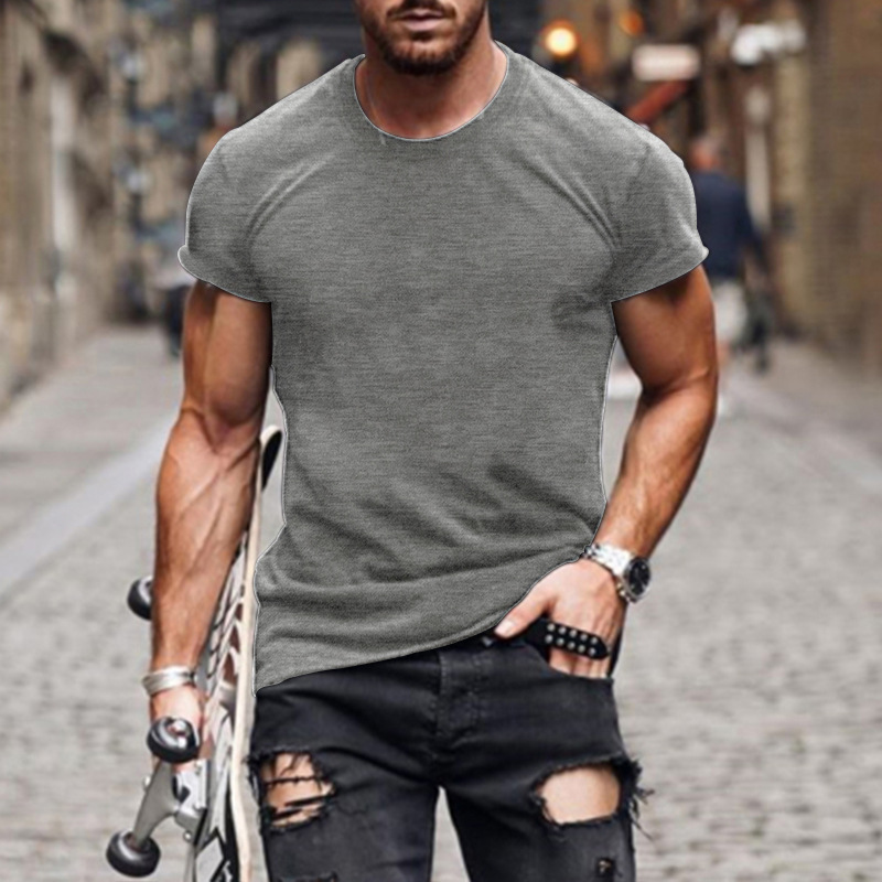 Men's Solid Color Simple Style Round Neck Short Sleeve Regular Fit Men's T-shirt display picture 12