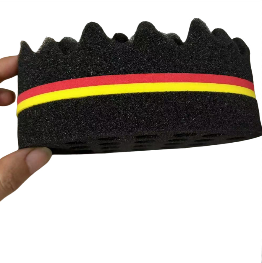 Fuente oval agujero negro rizador de pelo guante esponja negro fábrica de esponja caliente transfronteriza
