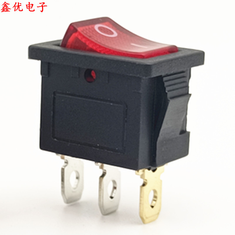 船型开关KCD1三脚带灯两档尺寸13*19外形15*21KCD1带灯船型开关