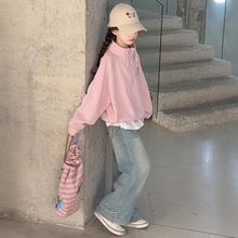 女童秋装套装2025新款中大童韩版假两件卫衣牛仔裤洋气时髦两728