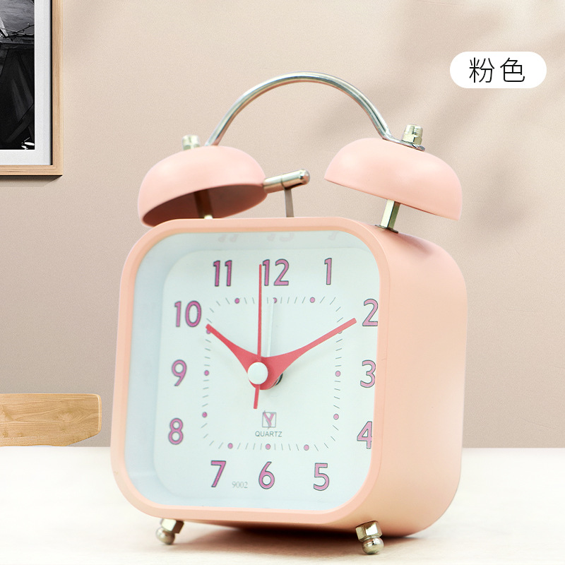 Reloj simple para estudiantes con dormitorio perezoso levantarse de la cama super alto reloj de asiento de metal nuevo silencioso caminando reloj despertador de luz nocturna